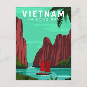Ha-Long-Bucht Vietnam Reise Vintage Kunst Postkarte