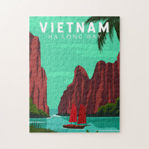 Ha Long Bucht Vietnam Reise Vintage Kunst Puzzle