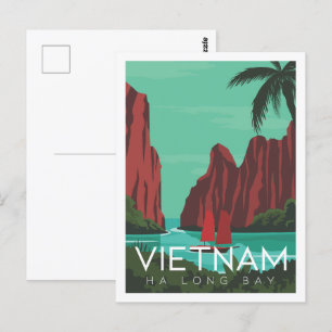 Ha Long Bucht Vietnam Reiseort Illustration Postkarte