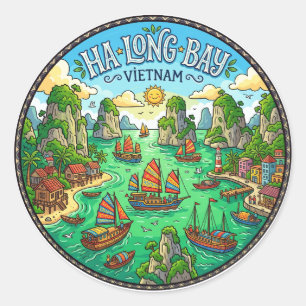 Ha Long Bucht Vietnam Runder Aufkleber