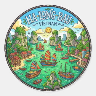 Ha Long Bucht Vietnam Runder Aufkleber