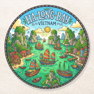 Ha Long Bucht Vietnam Runder Pappuntersetzer