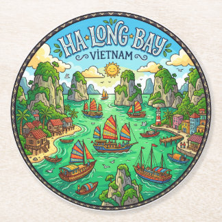 Ha Long Bucht Vietnam Runder Pappuntersetzer