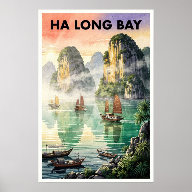 Ha Long Bucht Vietnam Vintage Reise Poster (Vorne)