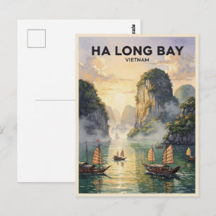 Ha Long Bucht Vietnam Vintage Reise Postkarte
