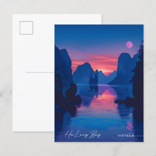 Ha Long Bucht Vietnam Vintage Reise Postkarte