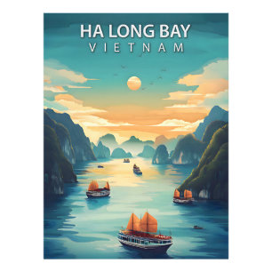 Ha Long Bucht – Vintage-Reiseplakat von Vietnams M Fotodruck