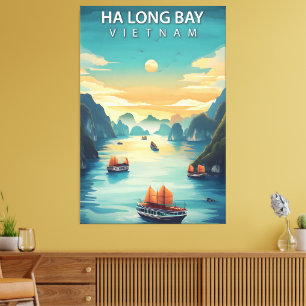 Ha-Long-Bucht – Vintage-Reiseplakat von Vietnams M Leinwanddruck