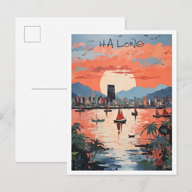 Ha Long Vietnam Kunst Reise  Postkarte (Vorne/Hinten)
