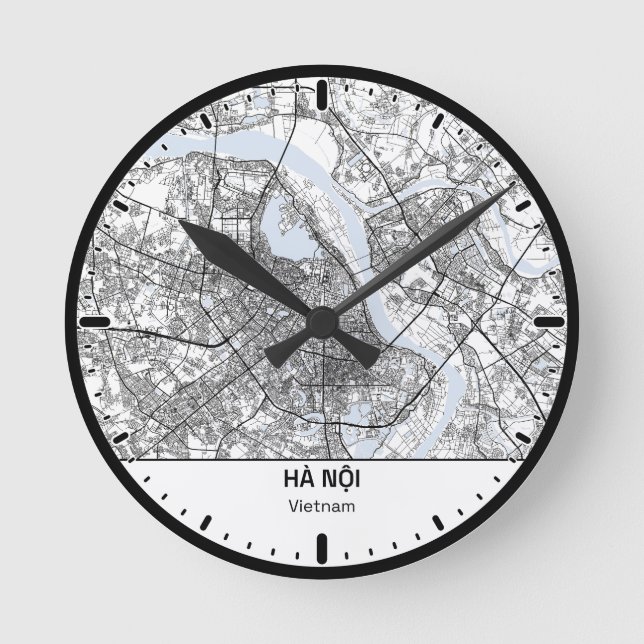 Ha Noi Clock City Line Art Runde Wanduhr (Vorderseite)