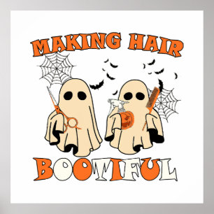 Haair Funny Ghost Friseur Halloween Poster