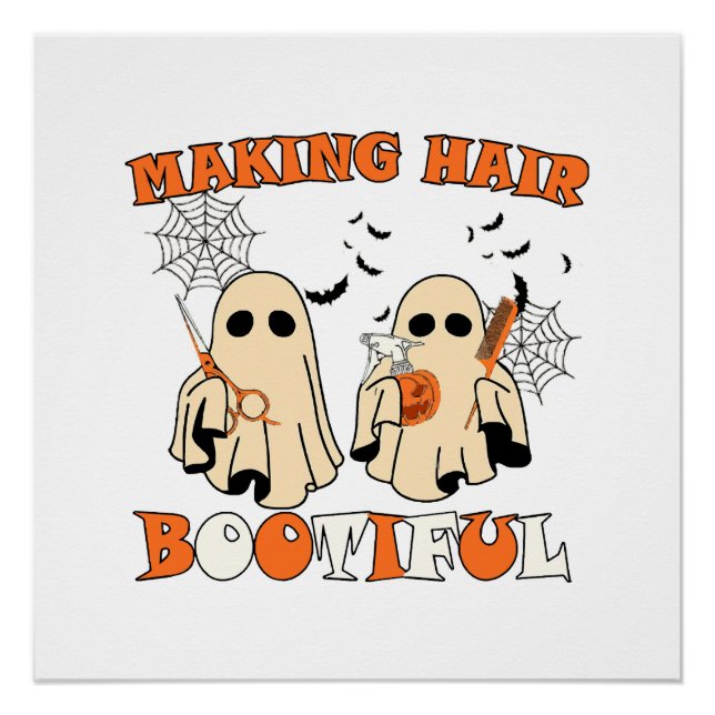 Haair Funny Ghost Friseur Halloween Poster (Vorderseite)