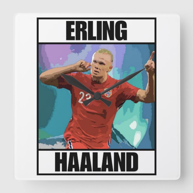 Haaland Quadratische Wanduhr (Vorderseite)