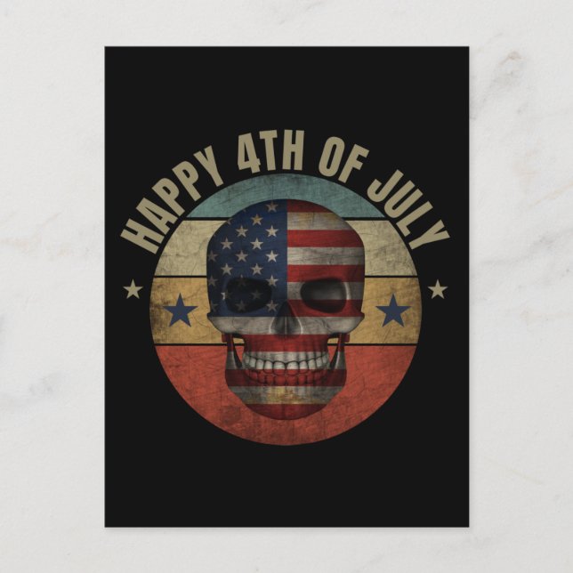 HAAPY 4. JULI SKULL PATRIOTIC GIFT POSTKARTE (Vorderseite)