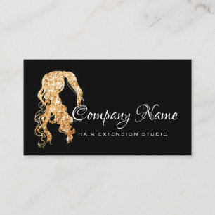 Haar-Erweiterungs-Haarcoiffure-Schwarz-weißes Gold Terminkarte