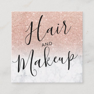 Haar Make-up Rose Gold Glitzer Marmor soziale Medi Quadratische Visitenkarte