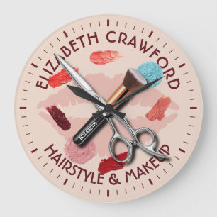 Haar-Make-upStylist-Schönheits-Salon und Ihr Name Große Wanduhr