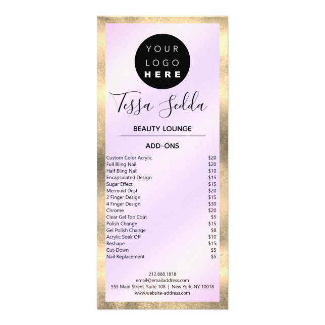 Haar Makeup Nägel Manicure Pedicure Lila Werbekarte (Hinten)