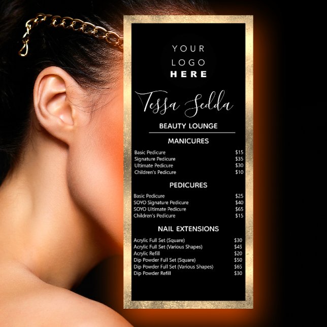 Haar Makeup Nägel Manicure Pedicure Schwarz-weiß Werbekarte (Hair Makeup Nails Manicure Pedicure Black White Rack Card)