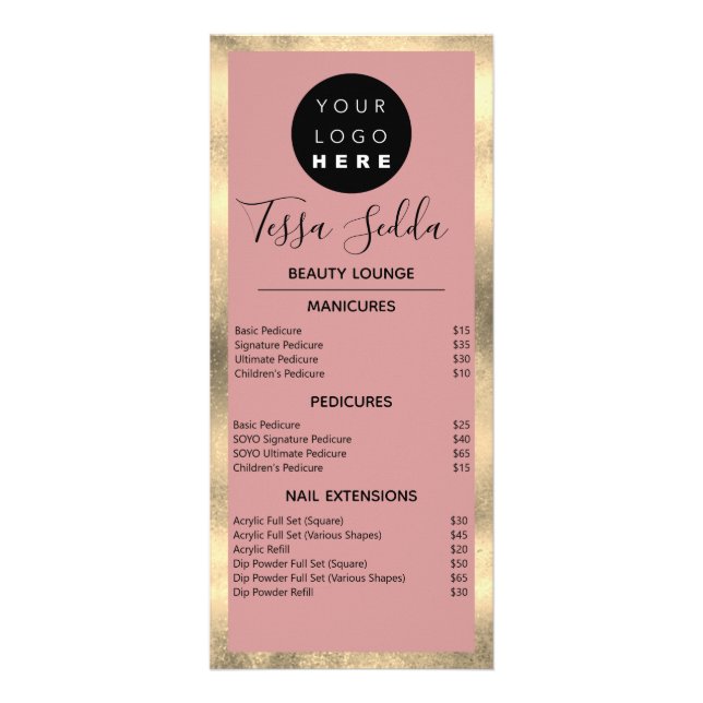 Haar Makeup Nägel Maniküre Pediküre Gold Werbekarte (Vorne)