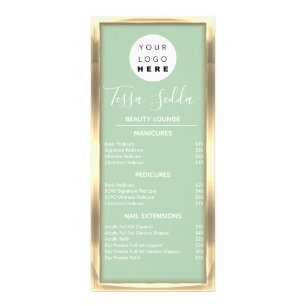 Haar Makeup Nagelmanicure Pedicure Gold Minze Grün Werbekarte