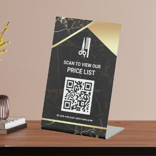 Haar Makeup Salon QR Code Preisliste Schwarzer Mar Sockelschild