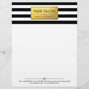 HAAR-SALON - nobler Goldaufkleber-Schwarz-weiße Briefkopf