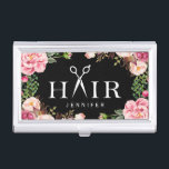 Haar-Schnitt-Typografie-Logo-Girly Blumendekor Visitenkarten Etui<br><div class="desc">================= ÜBER DIESES ENTWURF ================= Haar-Schnitt-Typografie-Logo-Girly Blumendekor-Visitenkarte-Halter. (1) kann alle Textart, Farben, Größen geändert werden, um Ihren Bedarf zu passen. (2) wenn Sie irgendwelche Kundenbezogenheits- oder Zusammenbringeneinzelteile benötigen, treten Sie mit mir bitte in Verbindung. (3) können Sie zusammenpassende Produkte (z.B. Geschäfts-Karte, Verabredungs-Karte, Flyer, Gestell-Karte, Briefpapier und mehr) über diese Verbindung...</div>