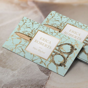 Haar-Stylist-Antike Scissor Minzen-u. Goldmarmor Visitenkarte