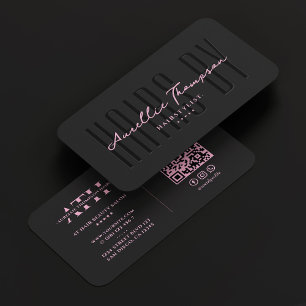 Haar Stylist Beauty Ästhetik Black Pink Script Visitenkarte