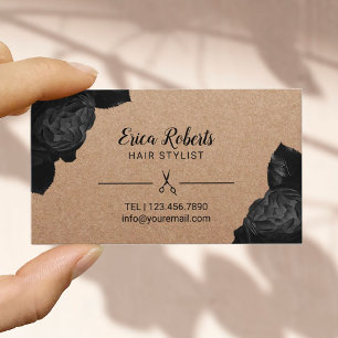 Haar Stylist Black Floral Rustic Kraft Ernennung Terminkarte