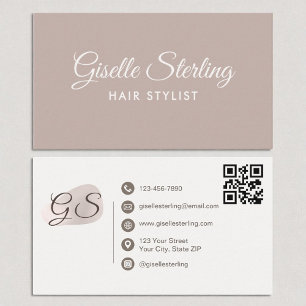 Haar Stylist Blush Mauve Moderne Elegante QR Code Visitenkarte