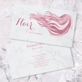 Haar Stylist Chic Pink Glitzer Marble Beauty Salon Visitenkarte