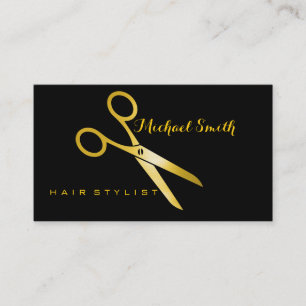 Haar-Stylist-elegantes Gold Scissors Salon Visitenkarte