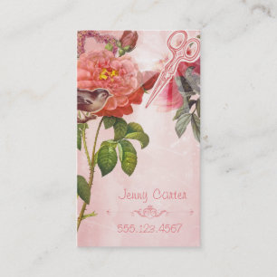 Haar-Stylist-Geschäfts-Kartegrunge-Blumenrosa Terminkarte