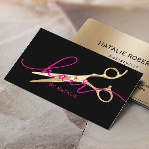 Haar Stylist Gold Schere Black Beauty Salon Visitenkarte