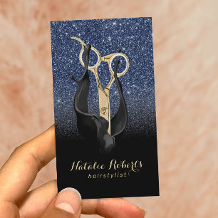 Haar Stylist Gold Schere Navy Blue Black Ombre Visitenkarte