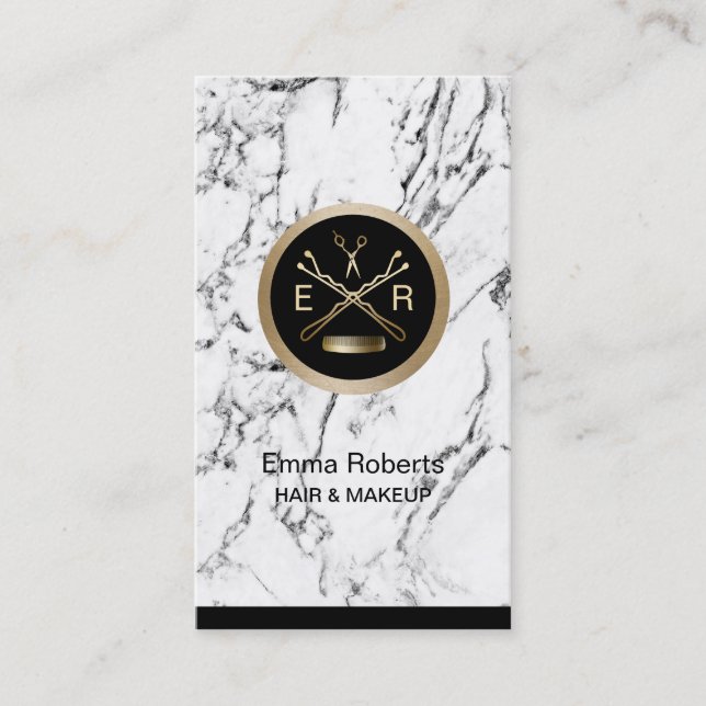 Haar-Stylist-Gold Scissor u. kämmen Verabredung Terminkarte (Vorderseite)