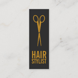 Haar-Stylist - Gold Scissors mit grauem Mini Visitenkarte