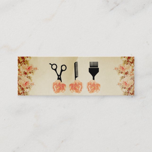 Haar-Stylist Hairstylist-Pfirsich-Rose des Chic Mini Visitenkarte (Vorderseite)
