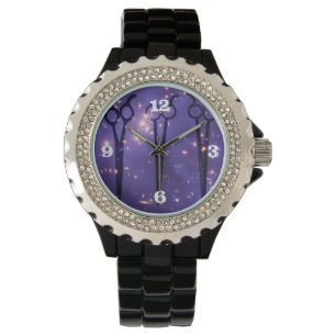 Haar-Stylist Hairstylistscheren der Galaxie lila Armbanduhr