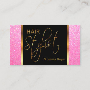 Haar-Stylist in einem weichen rosa Glitzer Visitenkarte
