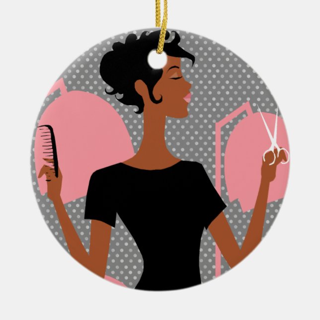 Haar-Stylist-Keramik-Weihnachtsverzierungen Keramik Ornament (Vorne)