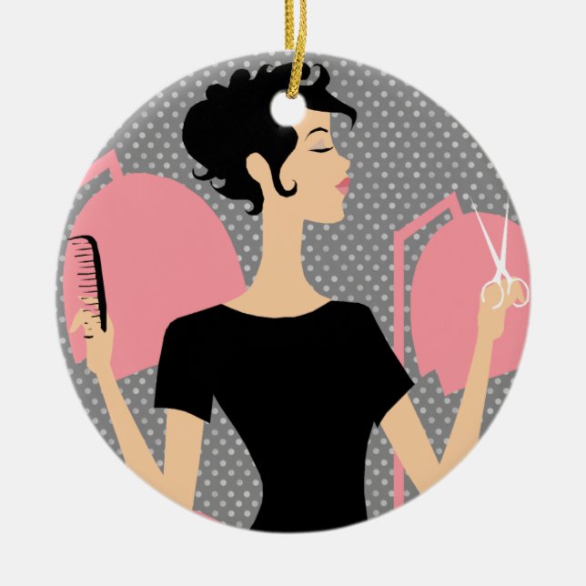 Haar-Stylist-Keramik-Weihnachtsverzierungen Keramik Ornament (Vorne)