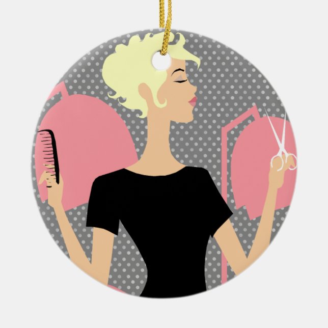 Haar-Stylist-Keramik-Weihnachtsverzierungen Keramikornament (Vorne)