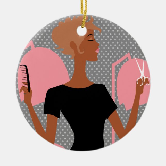 Haar-Stylist-Keramik-Weihnachtsverzierungen Keramikornament (Vorne)