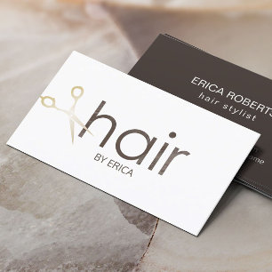Haar-Stylist-modernes Gold Scissor Haar-Salon Visitenkarte