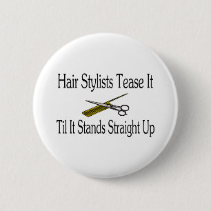 Haar-Stylist necken es, bis es gerade oben steht Button