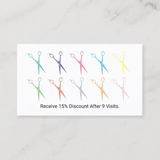 Haar-Stylist-niedliche Farbe Scissors Treuekarte (Vorderseite)