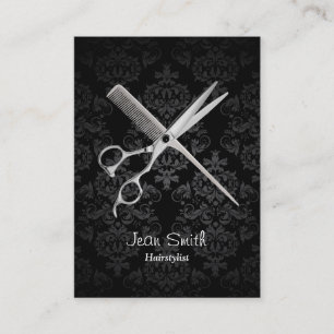 Haar-Stylist-nobler dunkler Damast-Salon Visitenkarte